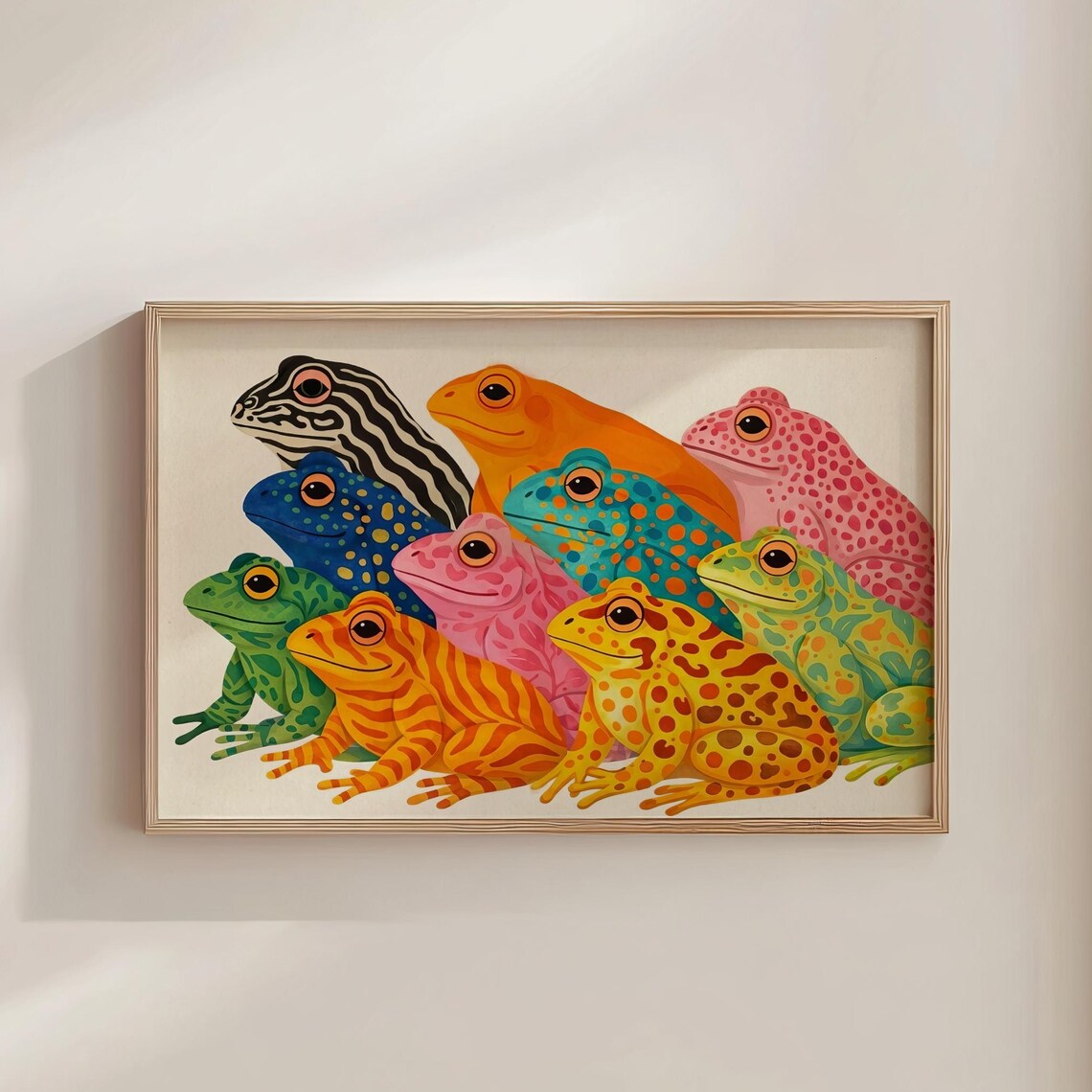 Colorful Frogs Pop Art, Whimsical Boho Kitsch