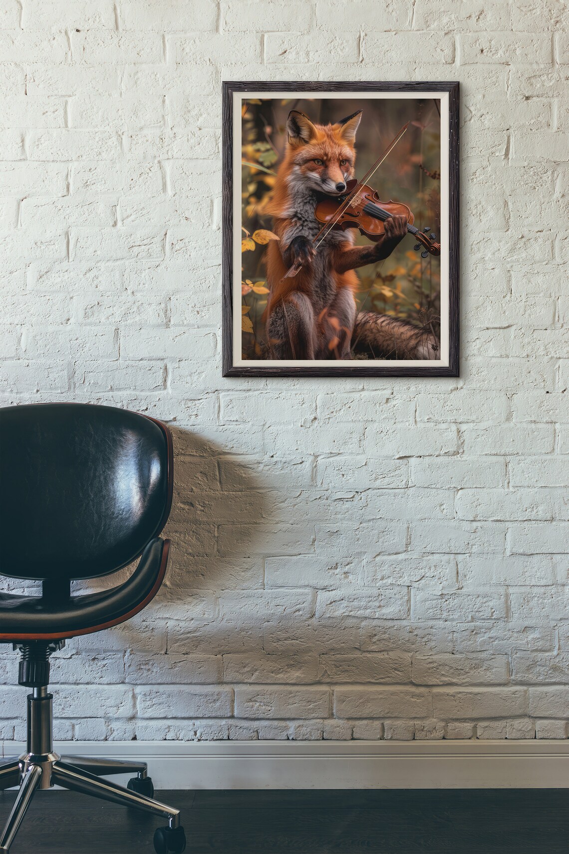 Fox Playing Violin, Cute Abstract Forest Art - Image 4