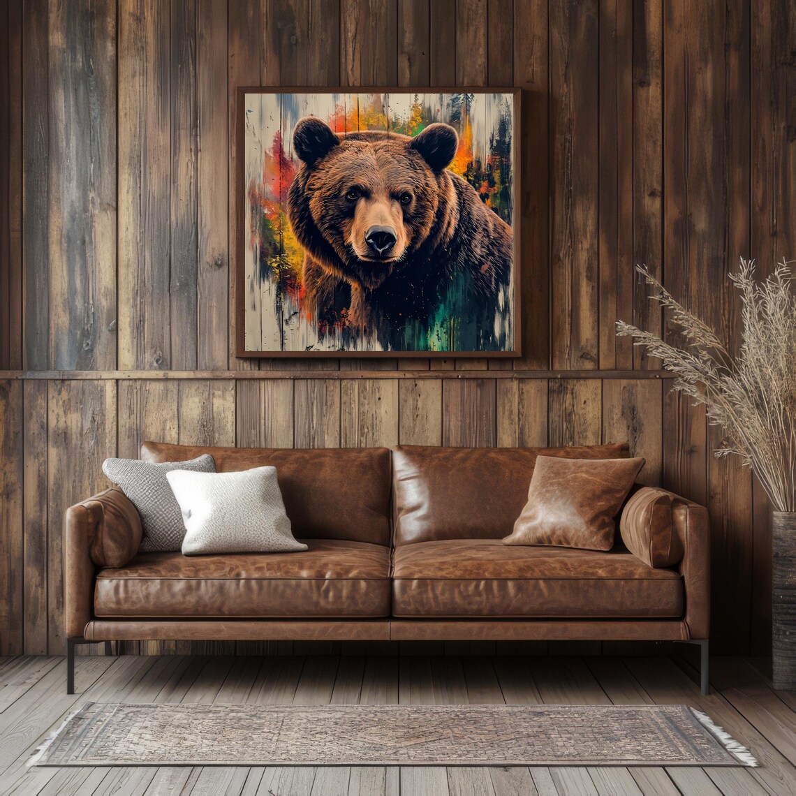 Bear Print, Abstract Grizzly Rustic Lodge Decor - Image 4