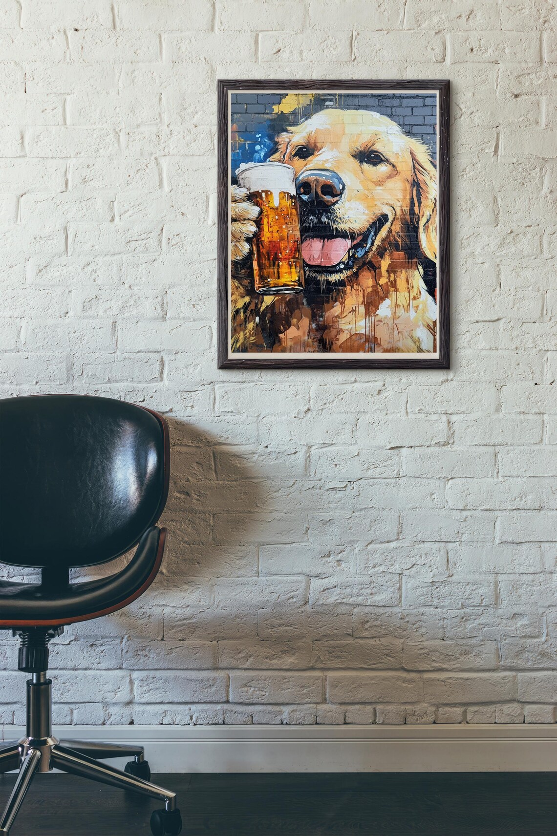 Golden Retriever Drinking Beer, Funny Animal Poster - Image 3