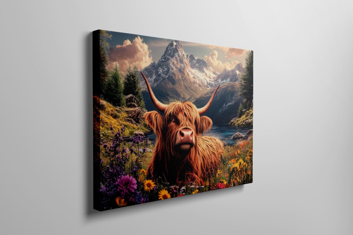Highland Cow, Rustic Farmhouse Decor Wall Art - Image 2
