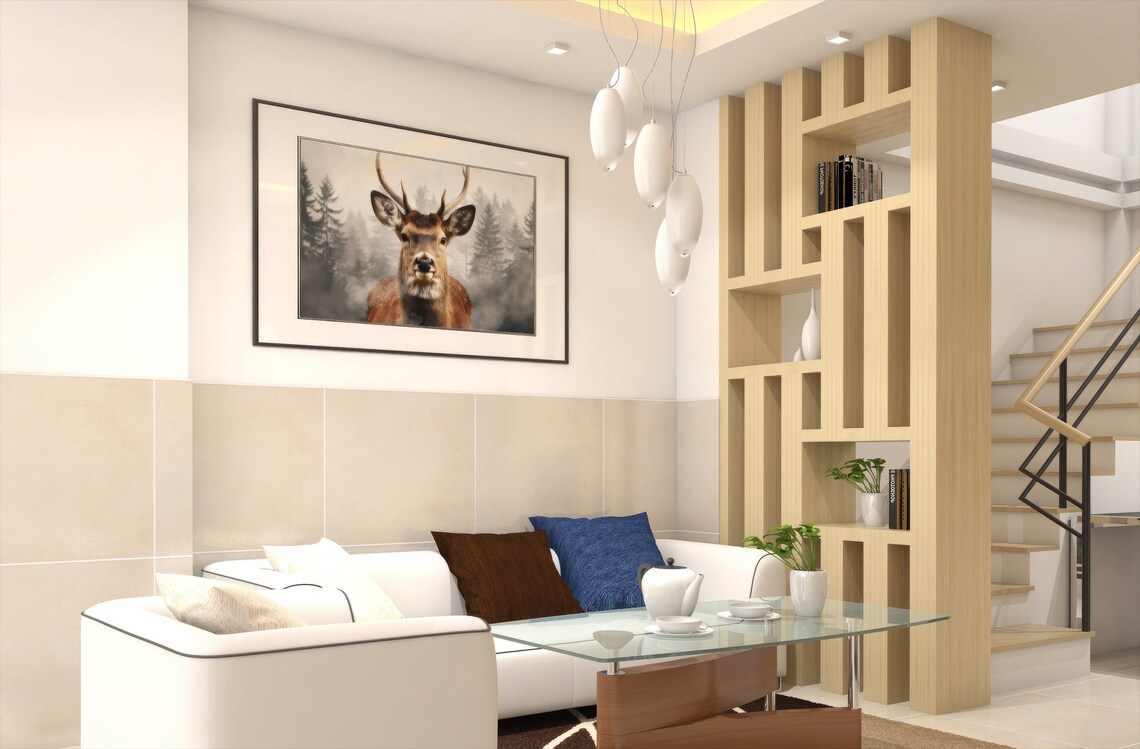 Deer In The Forest, Winter Farmhouse Art Print - Image 2
