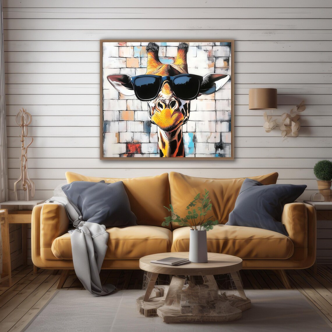 Giraffe Print With Sunglasses, Safari Nursery Poster