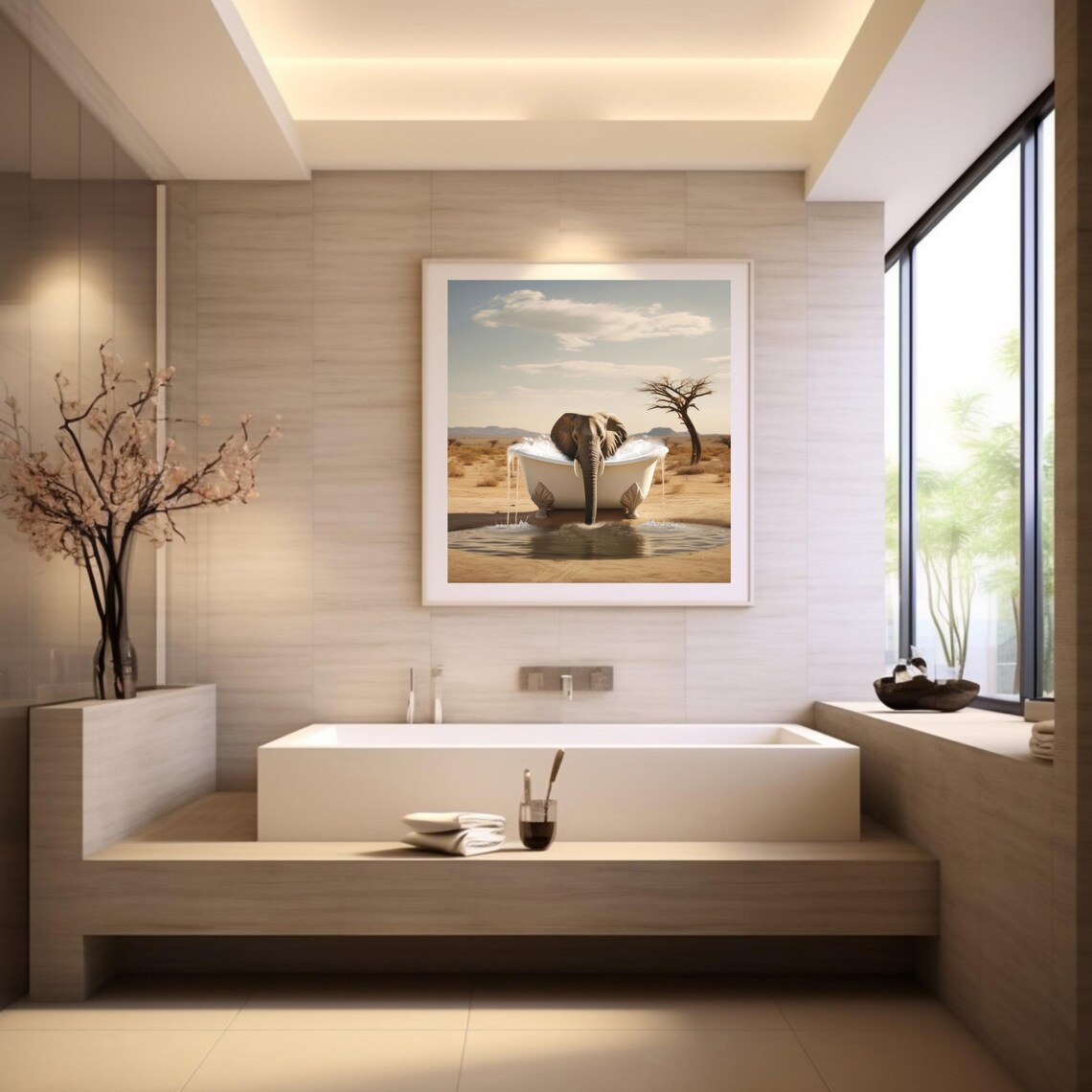 Elephant In A Bathtub, Animal Poster - Image 2
