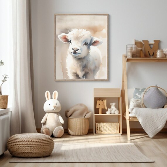 Baby Lamb Poster Baby Sheep Nursery Print Farm Animal Wall Art Sheep Kids Room Decor Cute Sheep Print Wall Decor