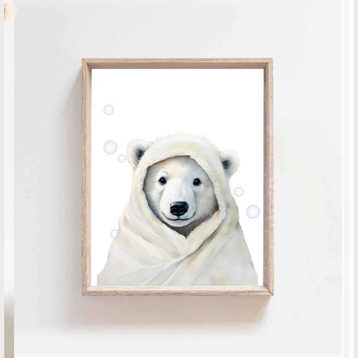 Polar Bear Wrapped In Fluffy Towel With Bubbles Bathroom Poster