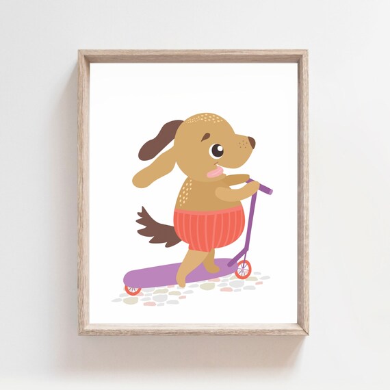 Dog Poster Kids Room Decor Cute Puppy Artwork Sport Animals Wall Art Prints Dog Decor Dogm Artwork Kids Illustration