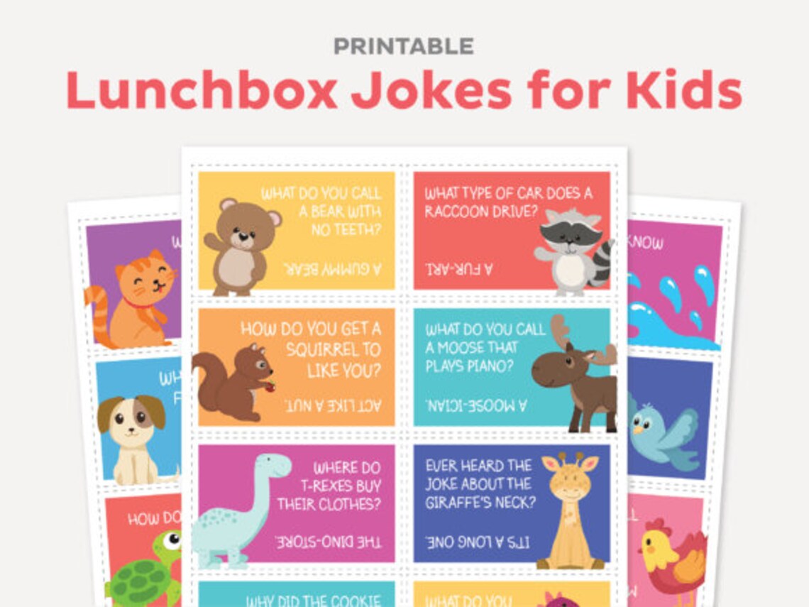 Lunchbox Jokes For Kids Funny Animal Joke Cards Art Wall Poster