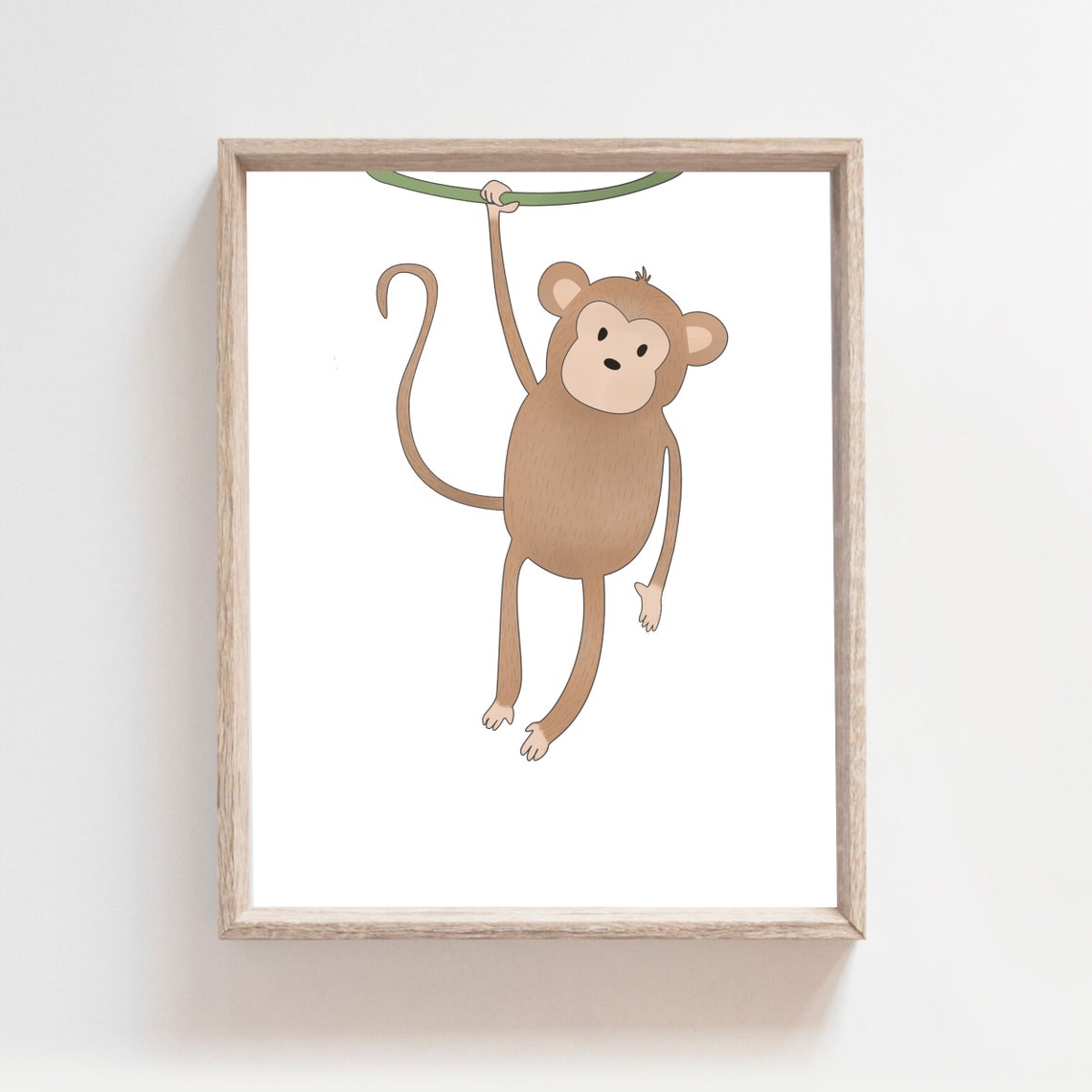 Monkey Hanging from Vine Minimalist Safari Nursery Kids Decor Poster - Image 2