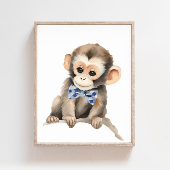 Boys Nursery Print Nursery Animal Print Art Baby Monkey Safari Animals Nursery Decor Baby Animals Jungle Animals
