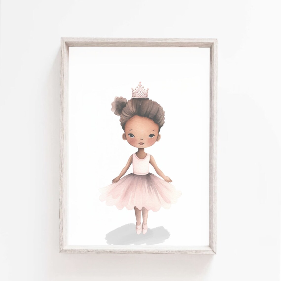 Little Ballerina Princess in Pink Tutu Watercolor Nursery Poster