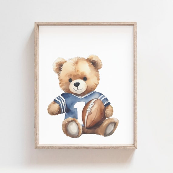 Bear Football Nursery Art Football Wal Art Sport Wall Art Football Decor Sports Decor Sport Nursery Prints Childrens Room Decor