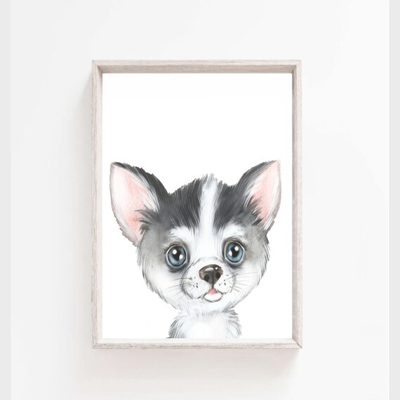 Sweet Puppy Face With Big Sparkling Blue Eyes Watercolor Poster