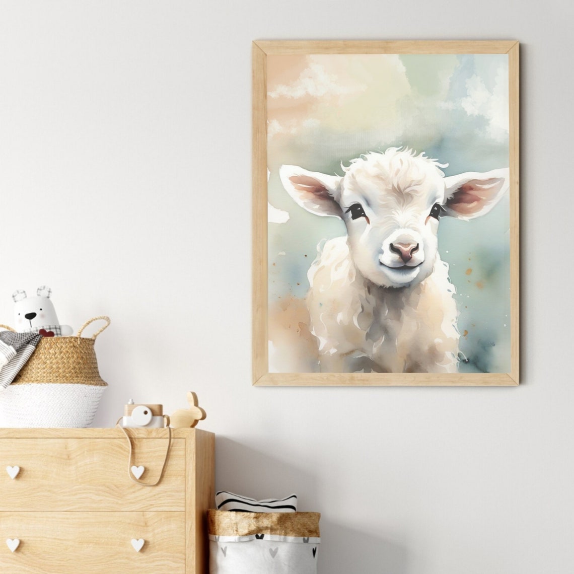 Lamb Print Nursery Decor Baby Lamb Print Animal Art Farm Animal Prints Baby Animals Nursery Wall Art Kids Room Watercolor