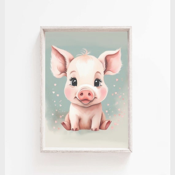 Nursery Art Pig Print Nursery Animal Wall Art Cute Baby Pig Farm Baby Animals Art Little Piglet Art Nursery Decor Kids Art