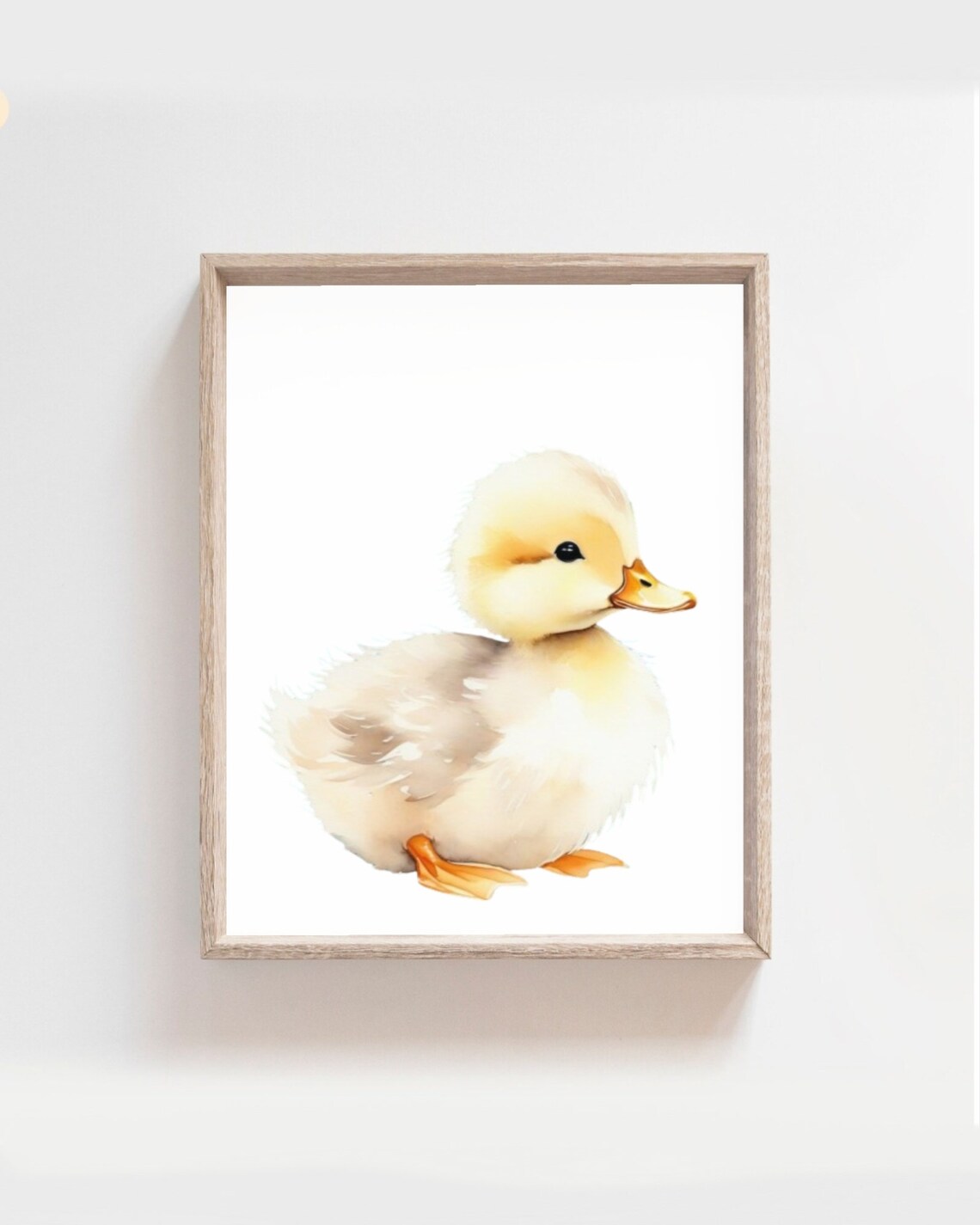 Fluffy Yellow Duckling Watercolor Baby Duck Nursery Kids Room Poster