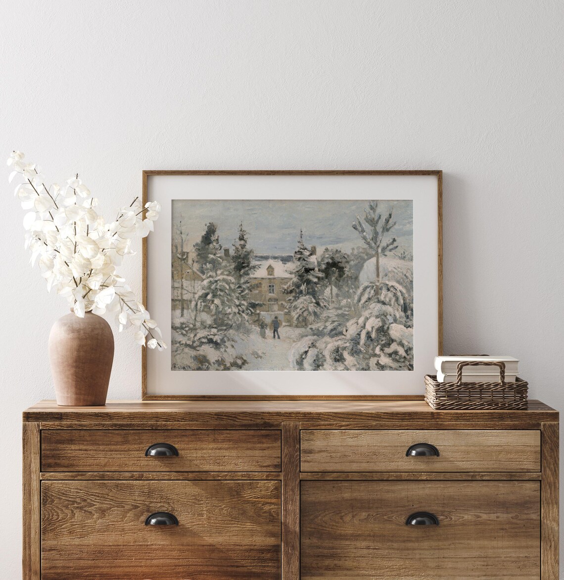 Snow Covered Stone House Winter Garden Impressionist Painting Art Poster - Image 4