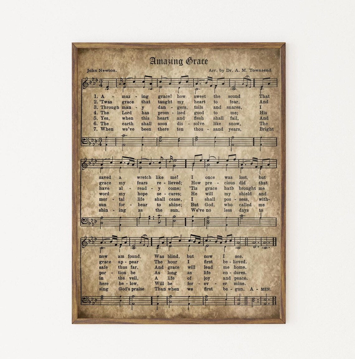 Amazing Grace Vintage Christian Hymn Sheet Music John Newton Art Print - Image 4