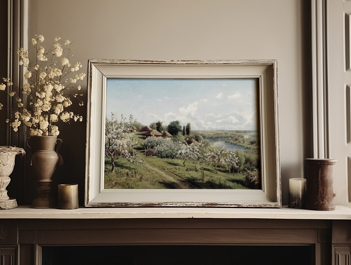 Spring Orchard Blossom Farm Landscape Vintage Country Wall Poster - Image 3