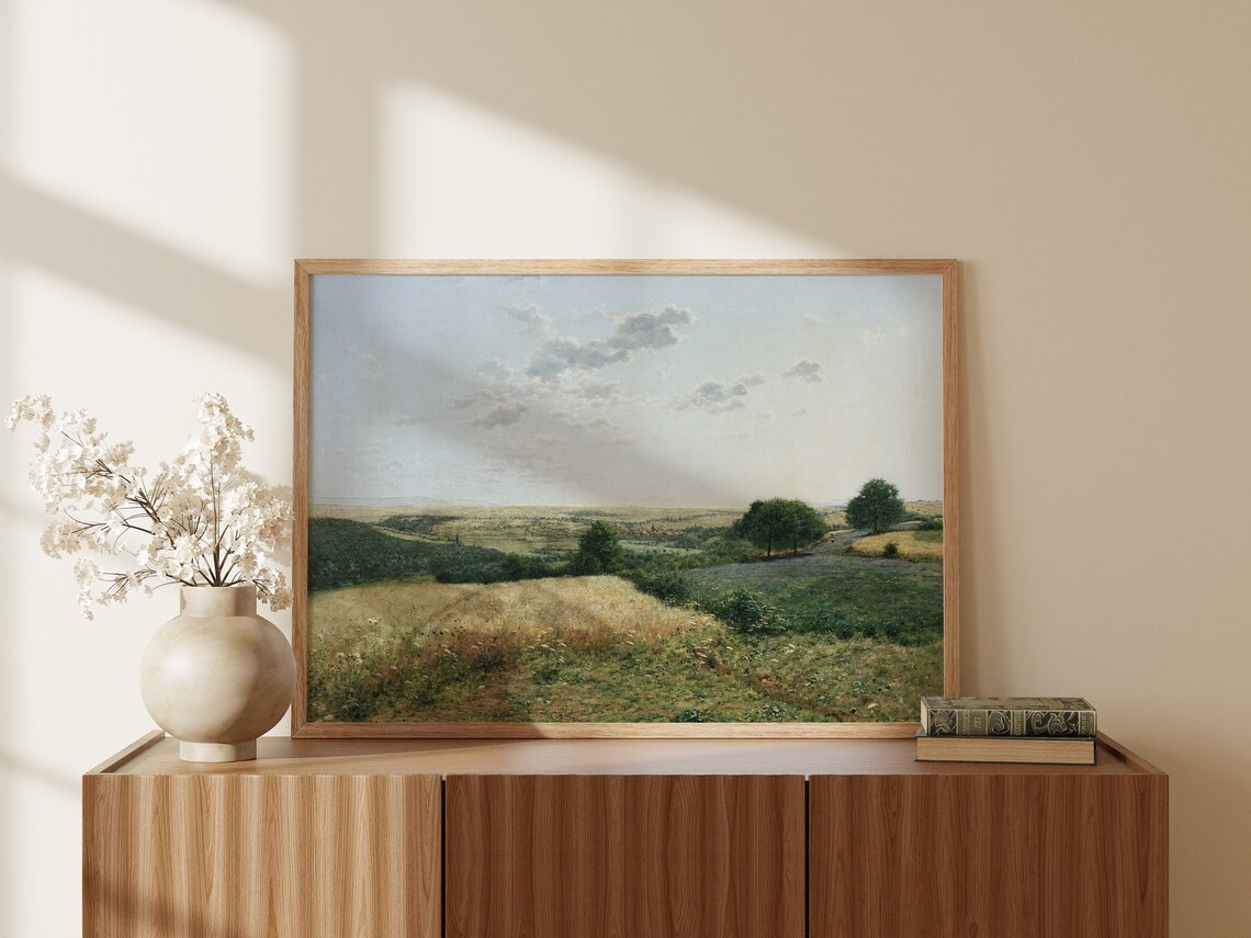 Golden Wheat Field Country Panorama Vintage Summer Landscape Print - Image 3