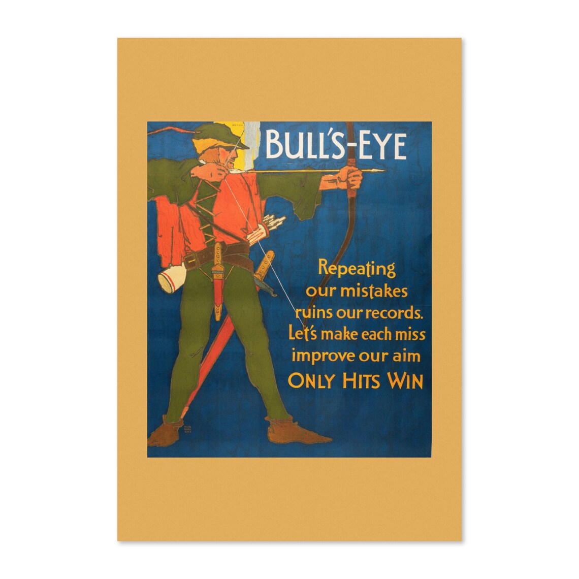 Bulls Eye Robin Hood Archer 1920s Motivational Vintage Poster