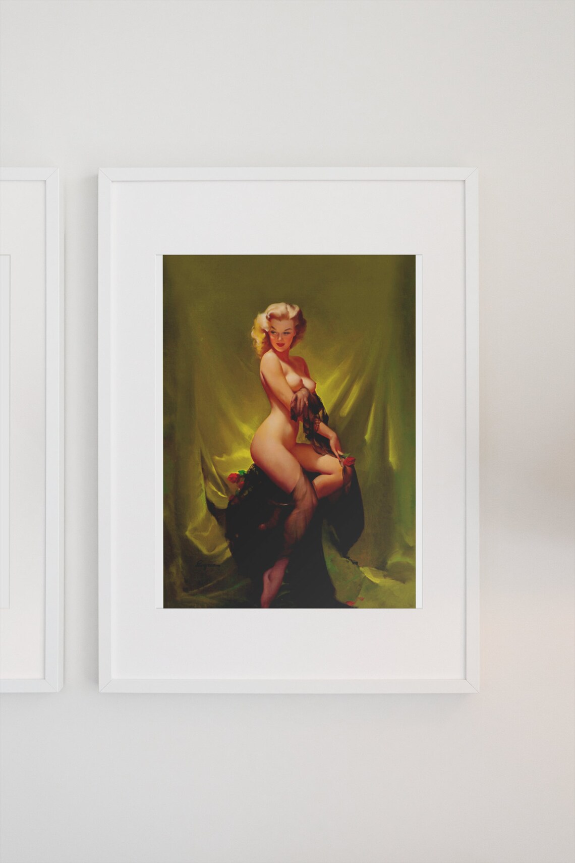 Golden Beauty Vintage Style Elvgren Pin Up Girl Art Print - Image 3