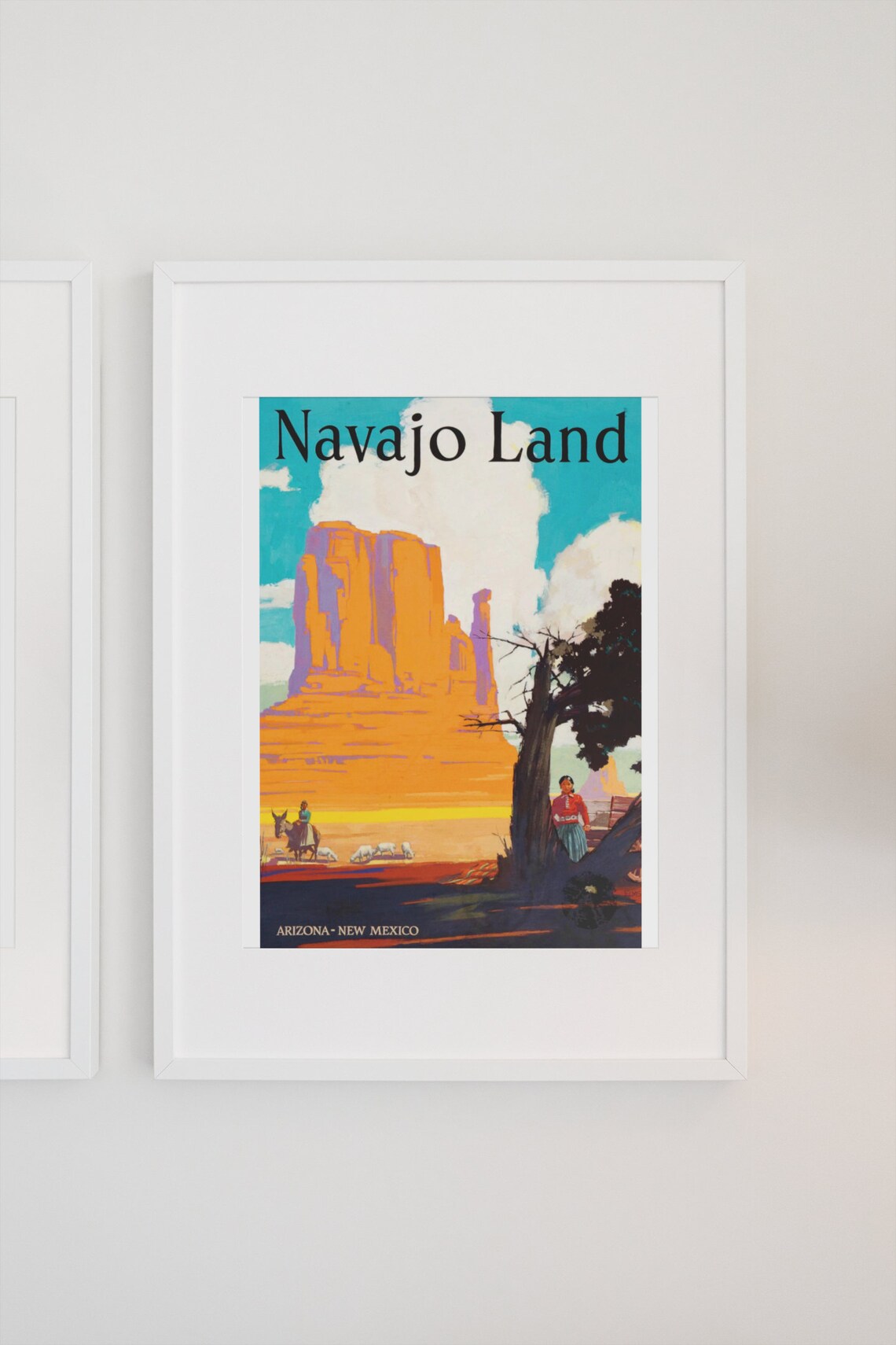 1940s Santa Fe Railroad Navajo Land Travel Poster Art Print - Image 3