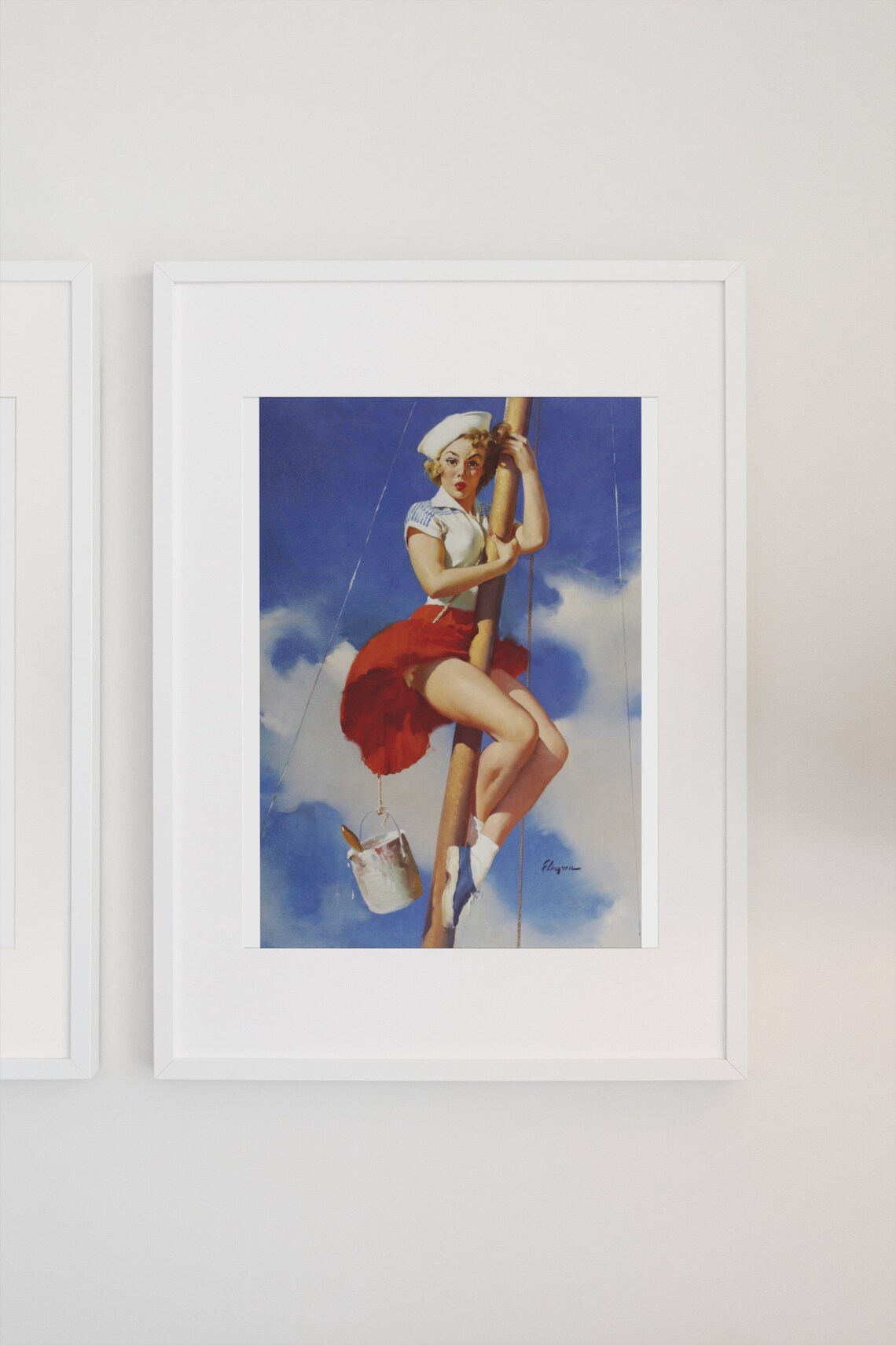 Sitting Pretty Sailor Girl Vintage Pinup Art Print - Image 3