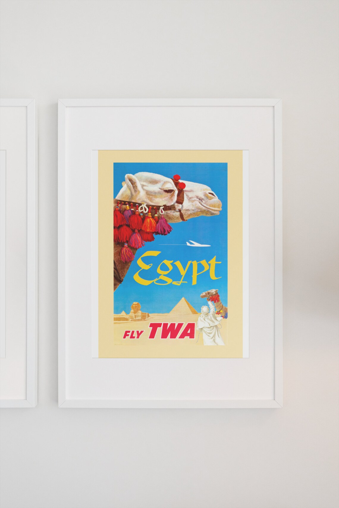 Egypt Fly TWA Camel Sphinx Pyramid Vintage Airline Travel Poster - Image 3