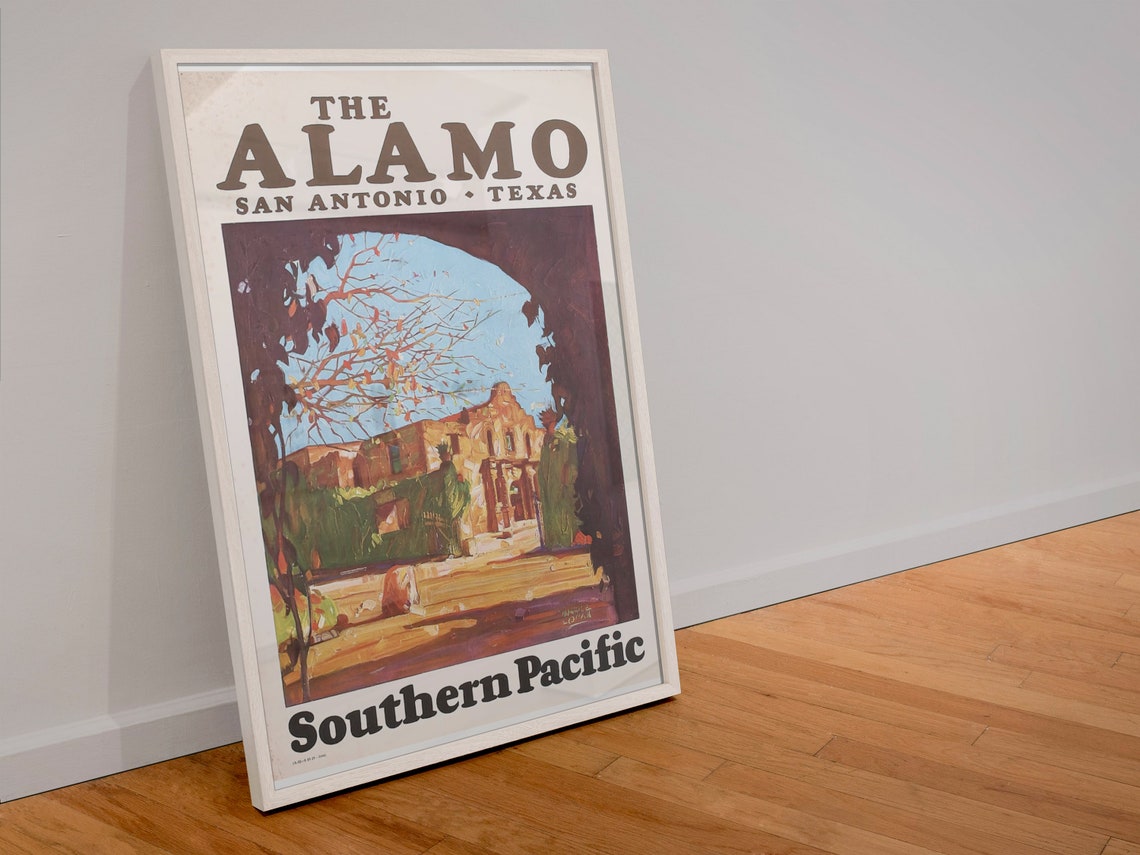 The Alamo San Antonio Texas Vintage Southern Pacific Railway Poster - Image 4