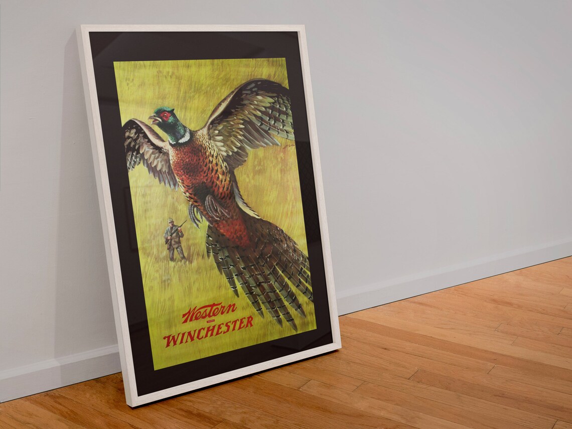 1950s Western Winchester Pheasant Hunting Vintage Poster - Image 4