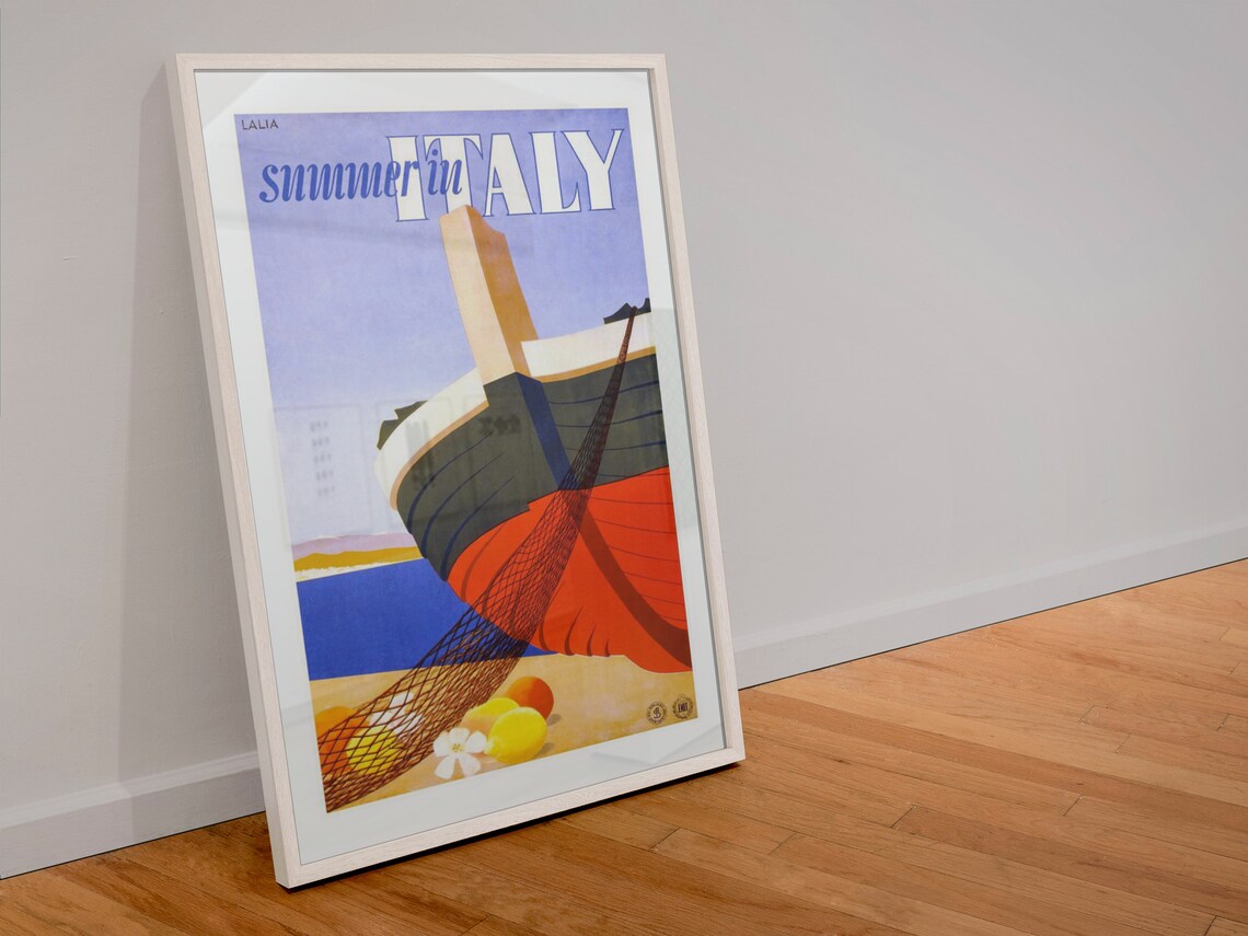 Summer in Italy Fishing Boat Nets Lemons Vintage Italian Poster - Image 4