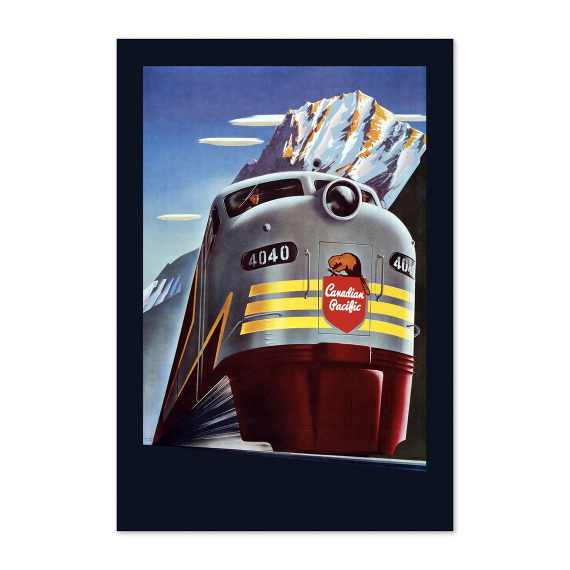 Canadian Pacific Locomotive 4040 Vintage Railroad Train Poster