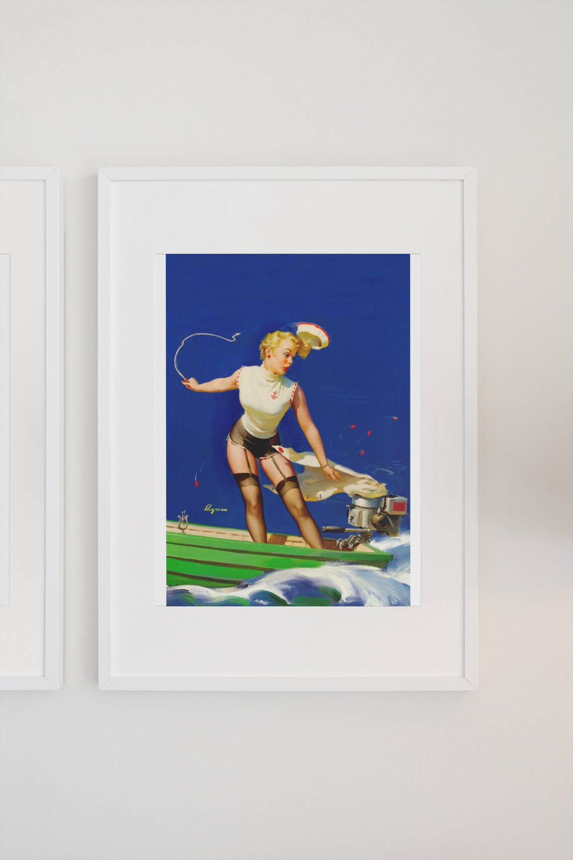 Gil Elvgren Sailor Girl Vintage Pin Up Speedboat Adventure Poster - Image 3