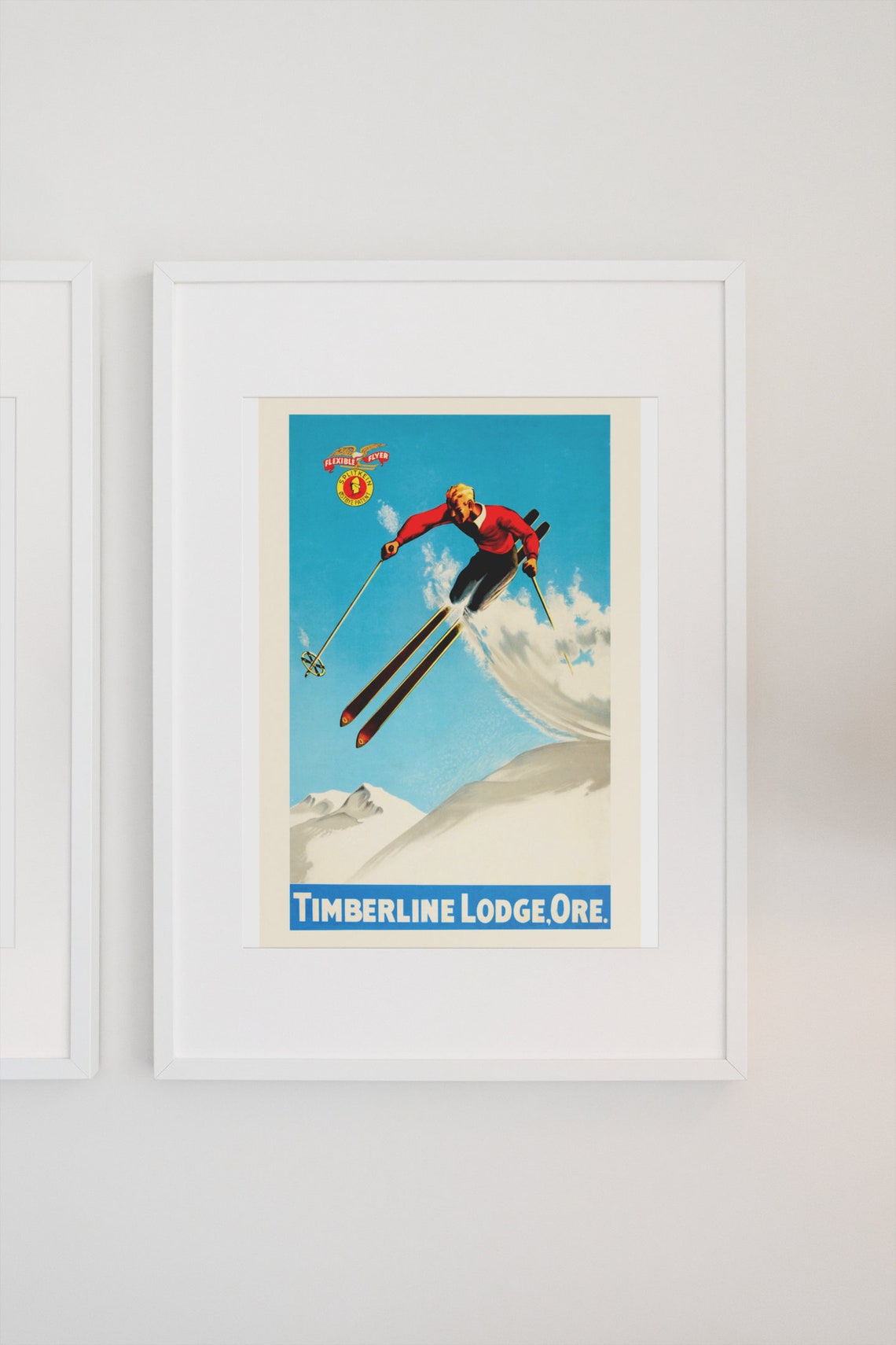 Timberline Lodge Oregon Flexible Flyer Ski Jump Vintage Poster - Image 3