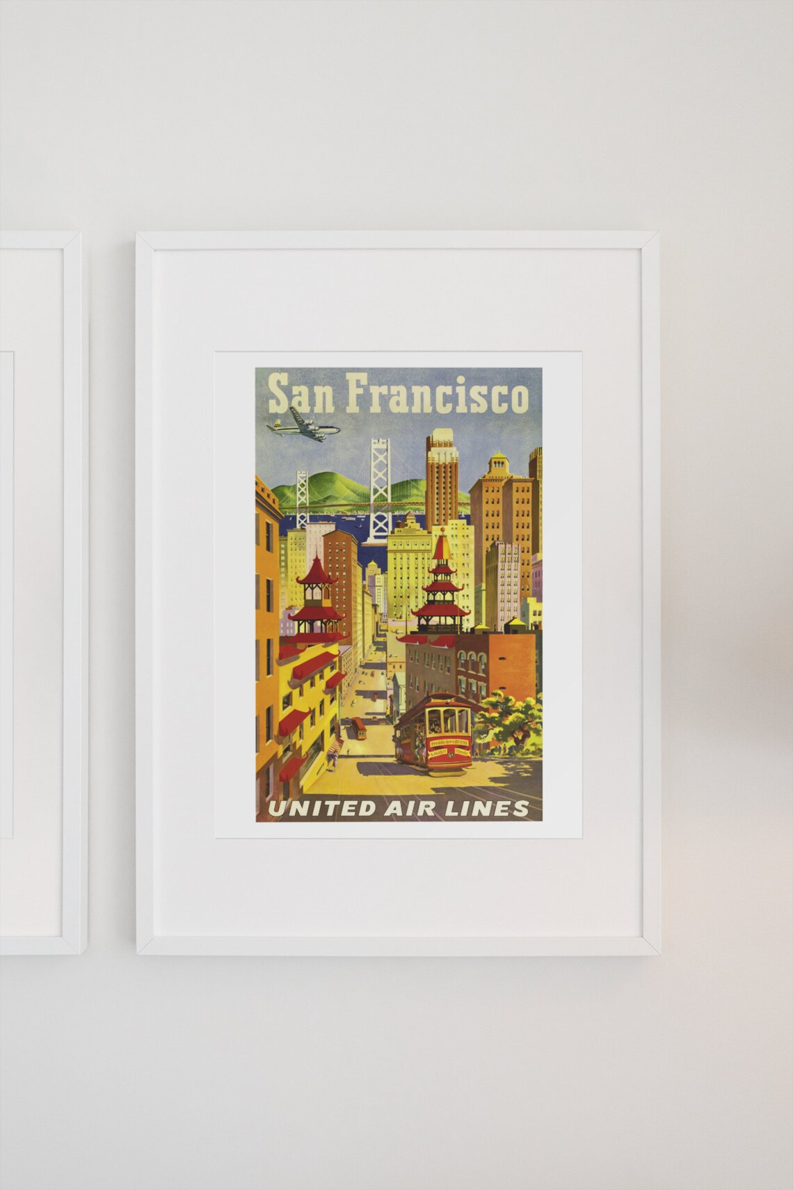 San Francisco United Air Lines Vintage Airline City Travel Poster - Image 3