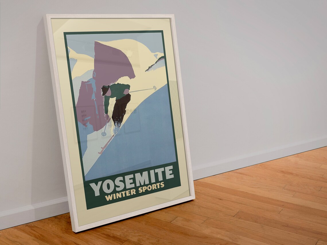 Yosemite Winter Sports Skier Powder Slopes Vintage Ski Poster - Image 4