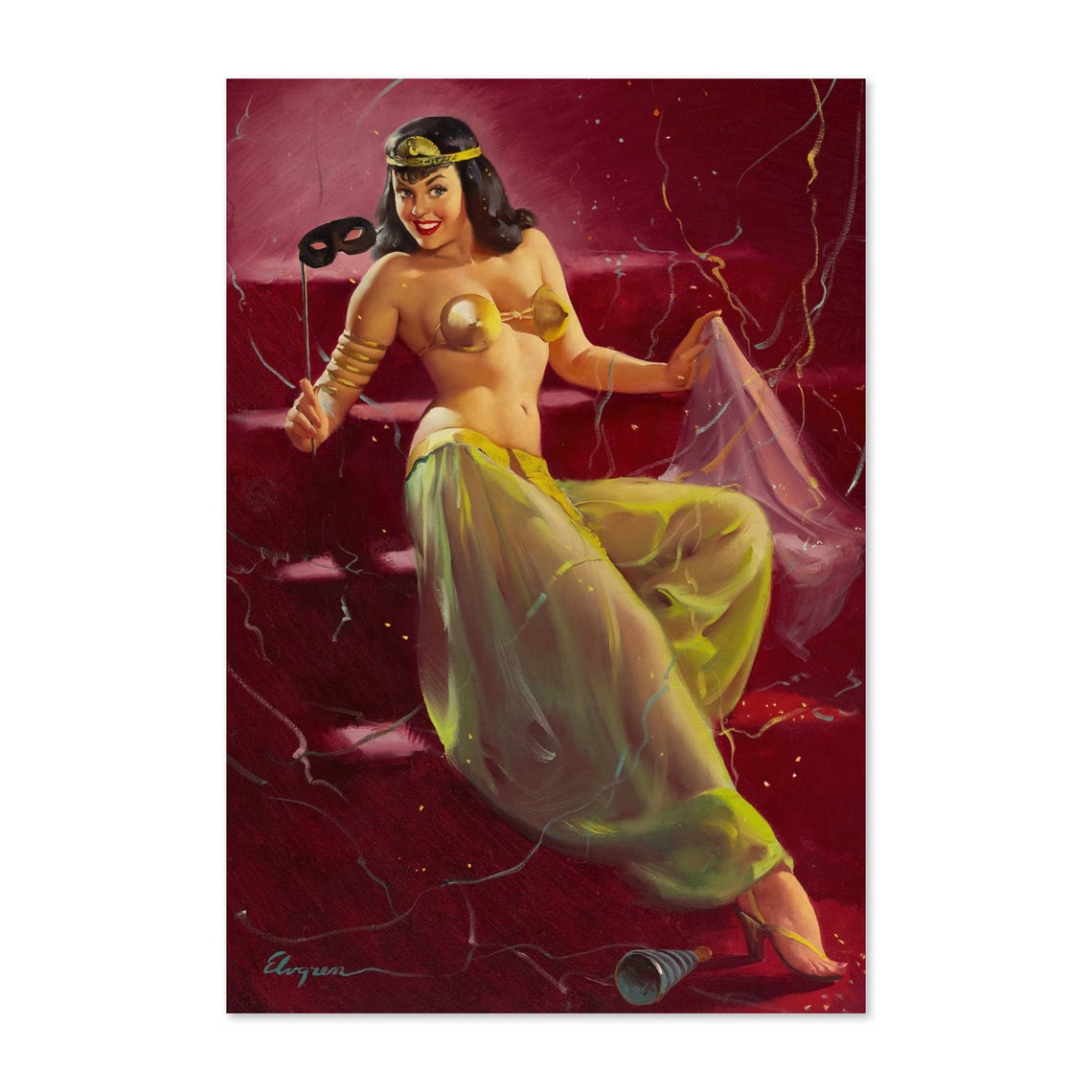 Gil Elvgren Masked Ball Harem Costume Masquerade Pin-Up Poster