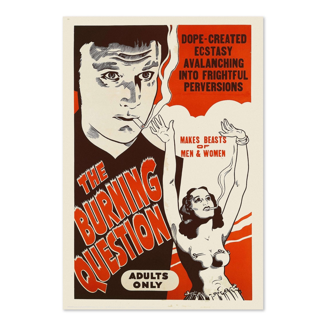 The Burning Question 1940s Reefer Madness Exploitation Movie Poster