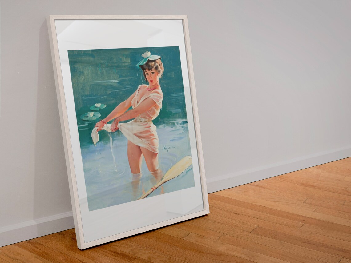 Gil Elvgren Wet Dress Lakeside Vintage Pinup Girl Art Poster - Image 4