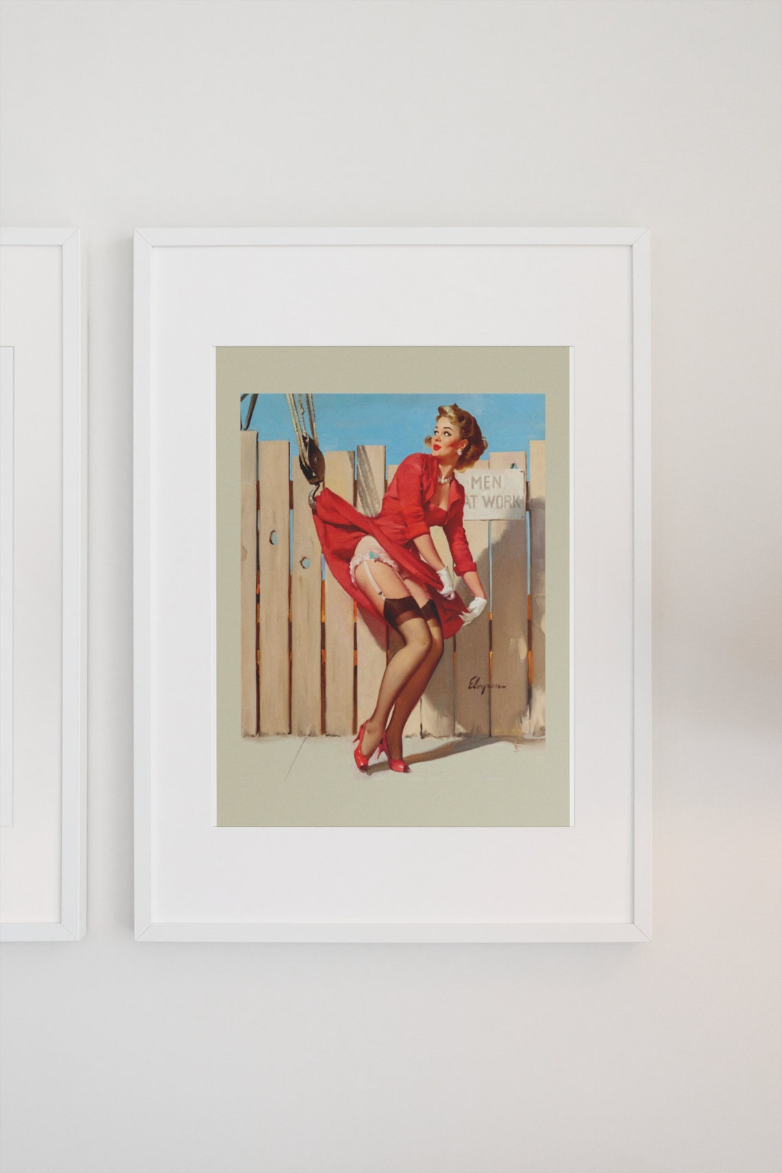 Gil Elvgren Vintage Unexpected Lift Construction Pin Up Girl Poster - Image 3
