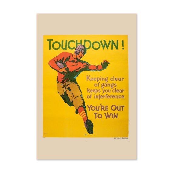 Touchdown 1920s Football Themed Mather Business Motivational Poster Motivational Artwork For Home Office Gym Wall Decor