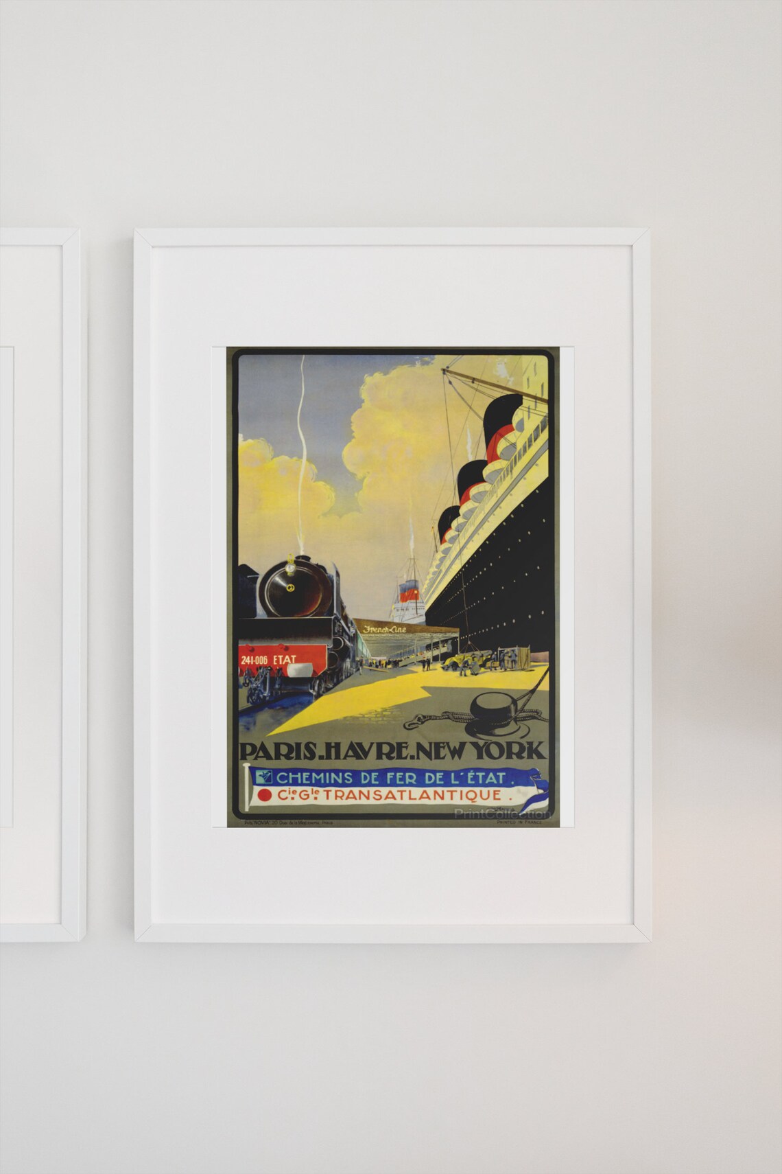 Paris Le Havre New York French Line Ocean Liner Travel Poster - Image 3