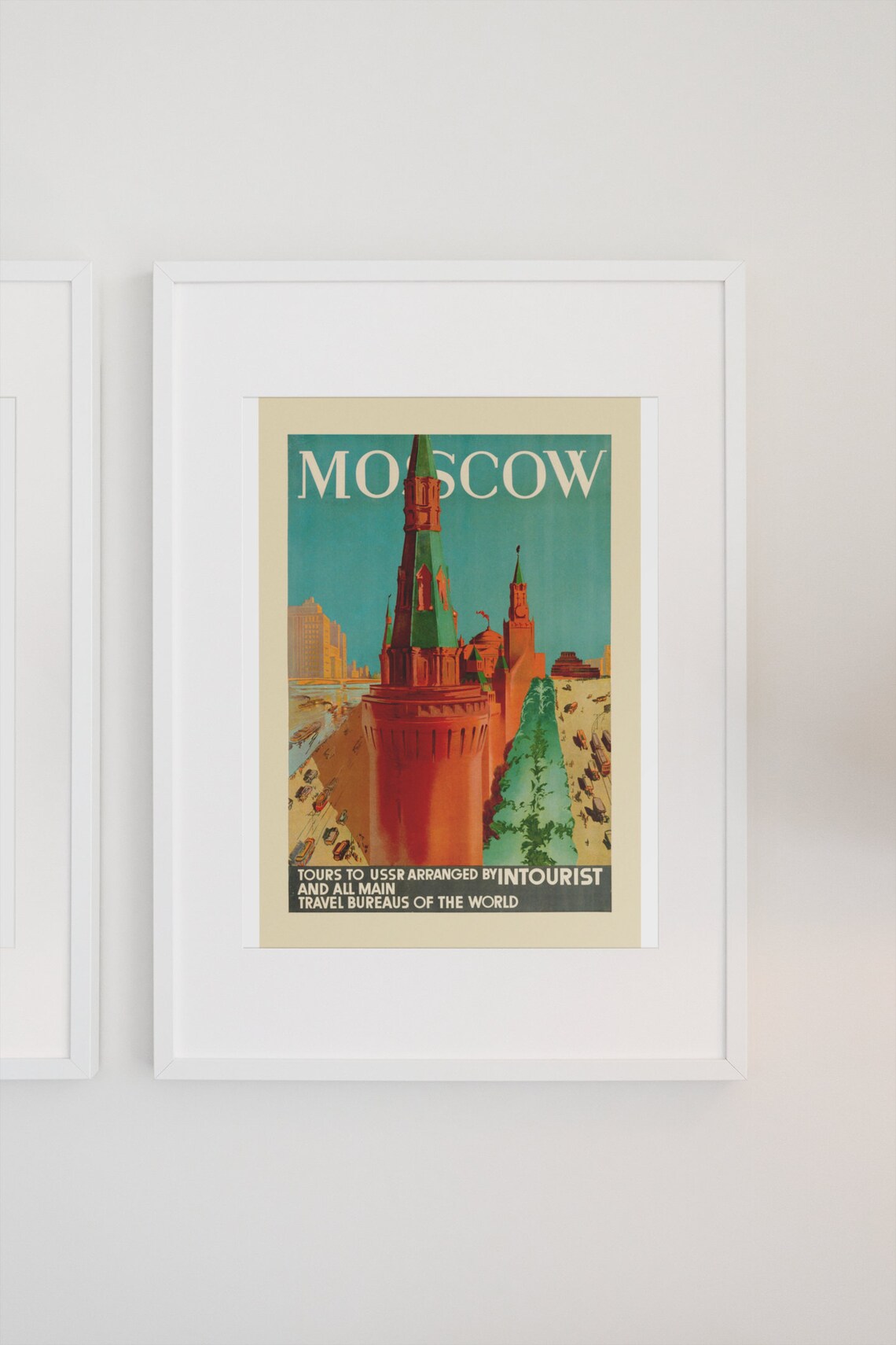 Moscow Intourist Tours to USSR Vintage Russian Travel Poster - Image 3