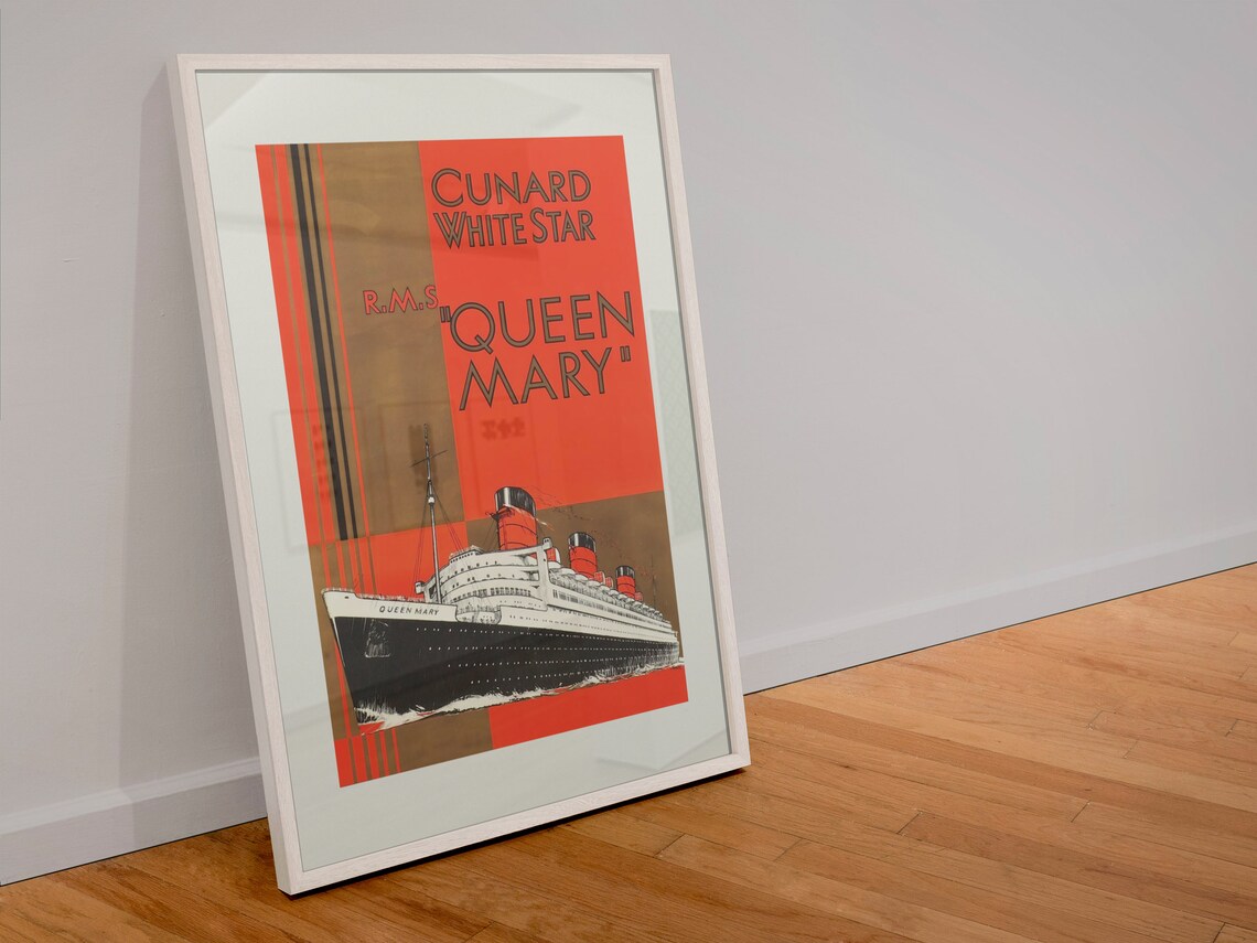 Cunard White Star RMS Queen Mary Art Deco Ocean Liner Poster - Image 4