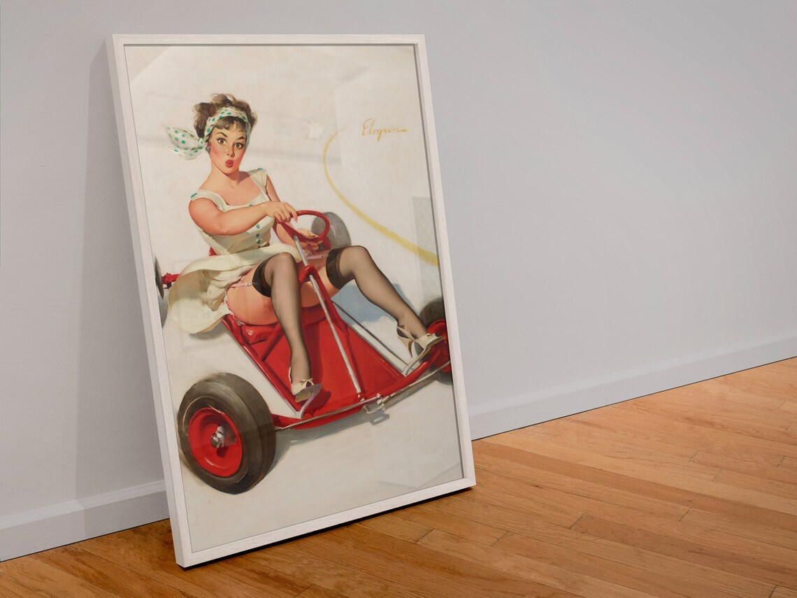 Gil Elvgren Curving Around Go Cart Racing Pin Up Girl Poster - Image 4