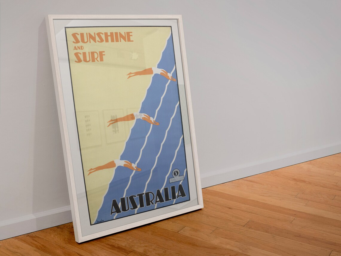 Sunshine and Surf Australia Art Deco Vintage Swimmers Poster - Image 4