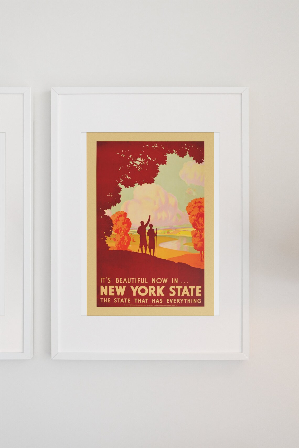 New York State Autumn Hikers Beautiful Fall Foliage Travel Poster - Image 3