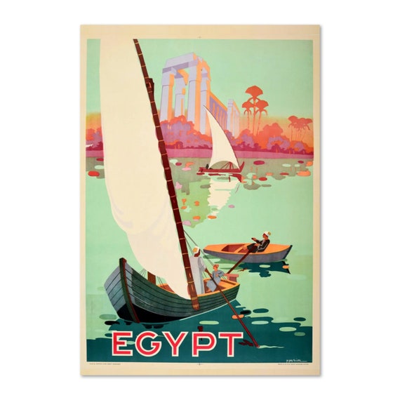 1930s Egypt River Nile Vintage Style Travel Poster Classic Collection Art Print For Gifts And Wall Art Dcor