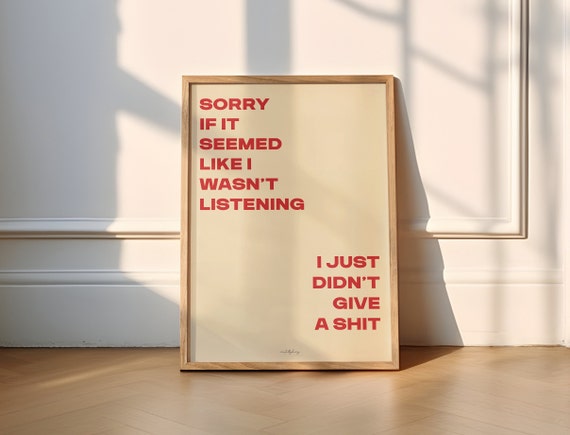 I Just Didn't Give a Shit Funny Minimalist Art Print